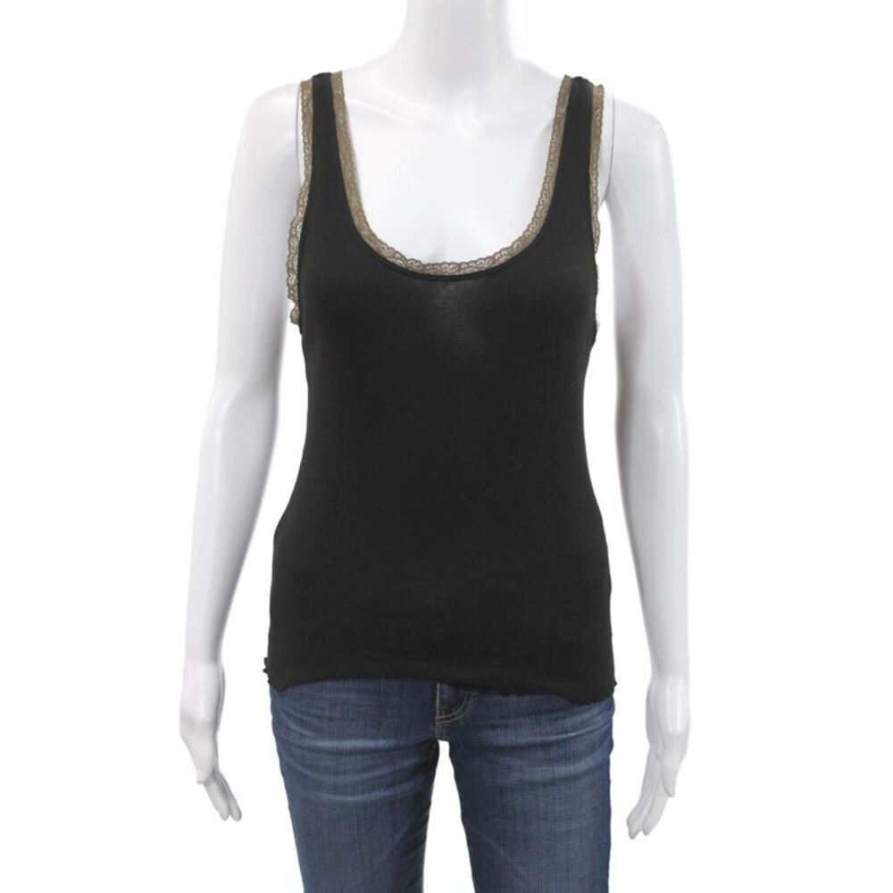 Michael Stars Women Tank Black Supima Cotton Scoop Neck Size One Size